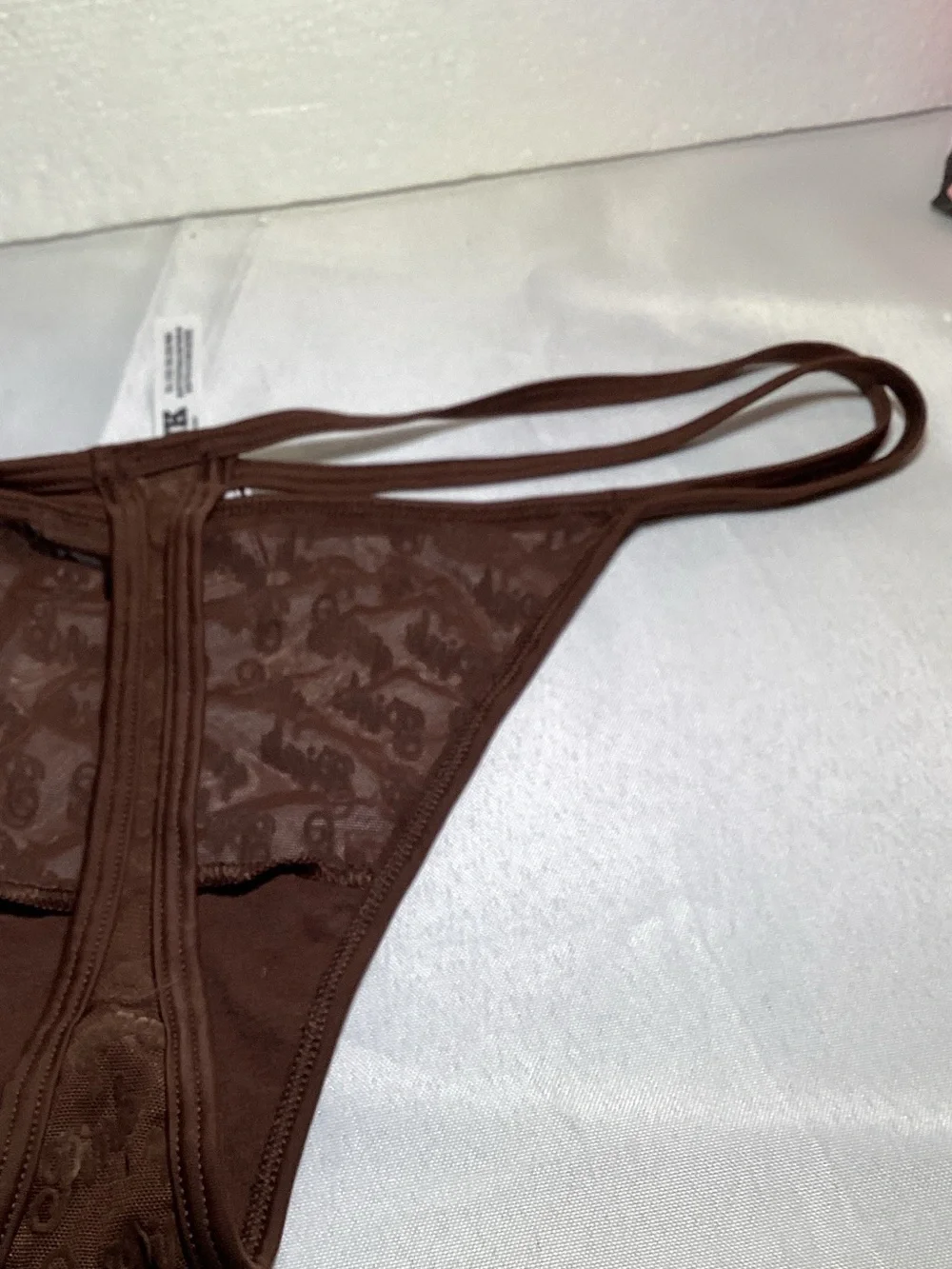 PINK Victoria's Secret Brown Sheer Logo Thong